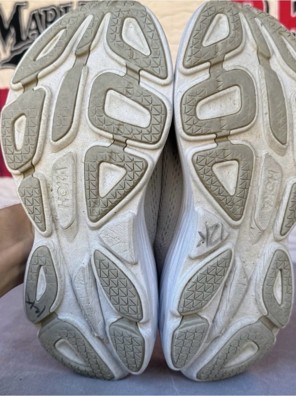 Hoka One One Women's White Sneakers with Pink Logo - Picture 16 of 16